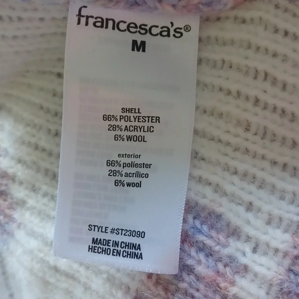 Francesca's Heart Patterned Cardigan in Burgundy and Blue
